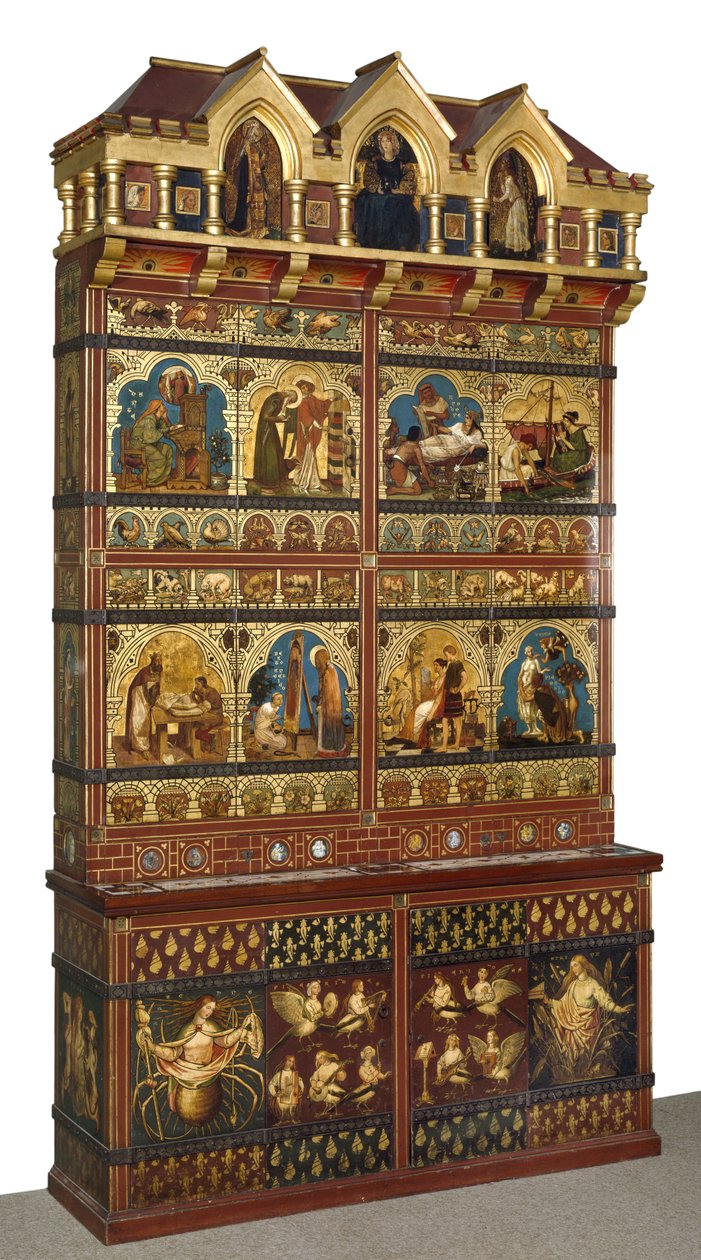 Stor reol, 1856-62 (eg, udskåret, malet og forgyldt) af William Burges