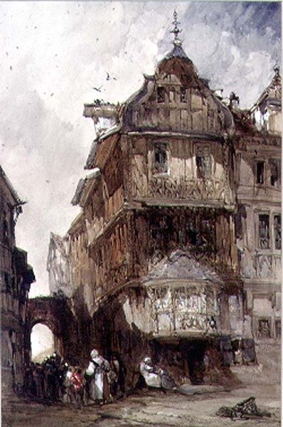 Gamle huse, Bernkastel, ved Mosel af William Callow