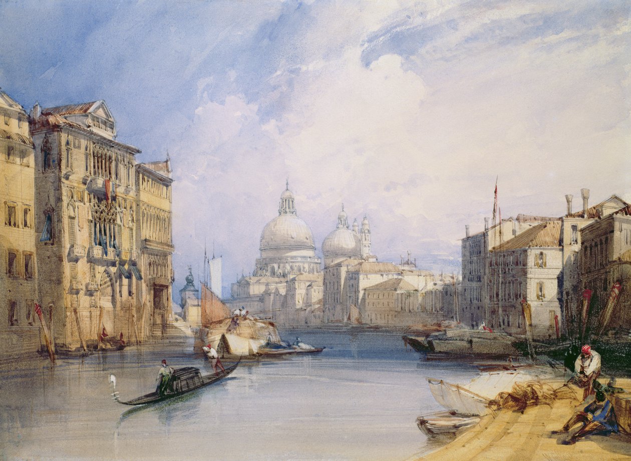 Canal Grande, Venedig, 1879 (wc, kropsfarve og pen og blæk på papir) af William Callow