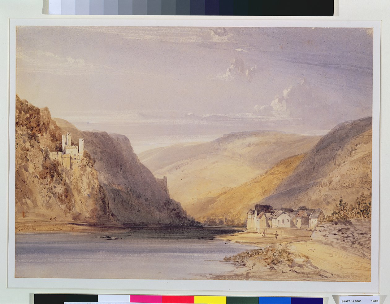 Rhinen ved Assmannshausen (wc und scraping out on wove paper) af William Callow