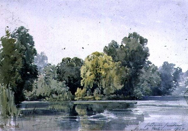 Udsigt i Botanic Gardens, Regents Park af William Callow