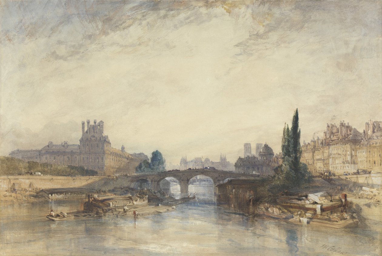 Udsigt over Pont Royal (wc med gummi arabicum på papir) af William Callow