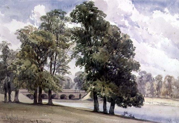 Udsigt over Serpentine, Hyde Park af William Callow