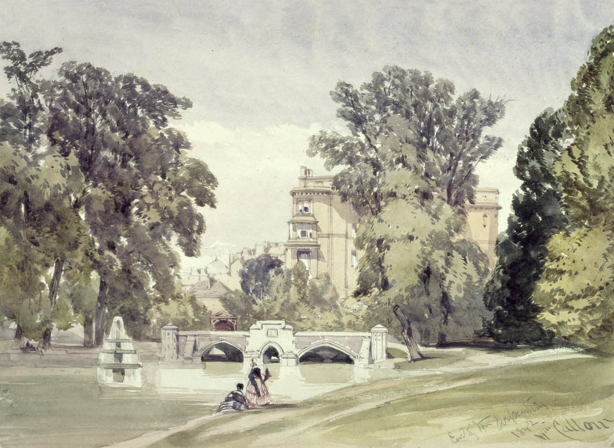 West End of the Serpentine, Kensington Gardens af William Callow