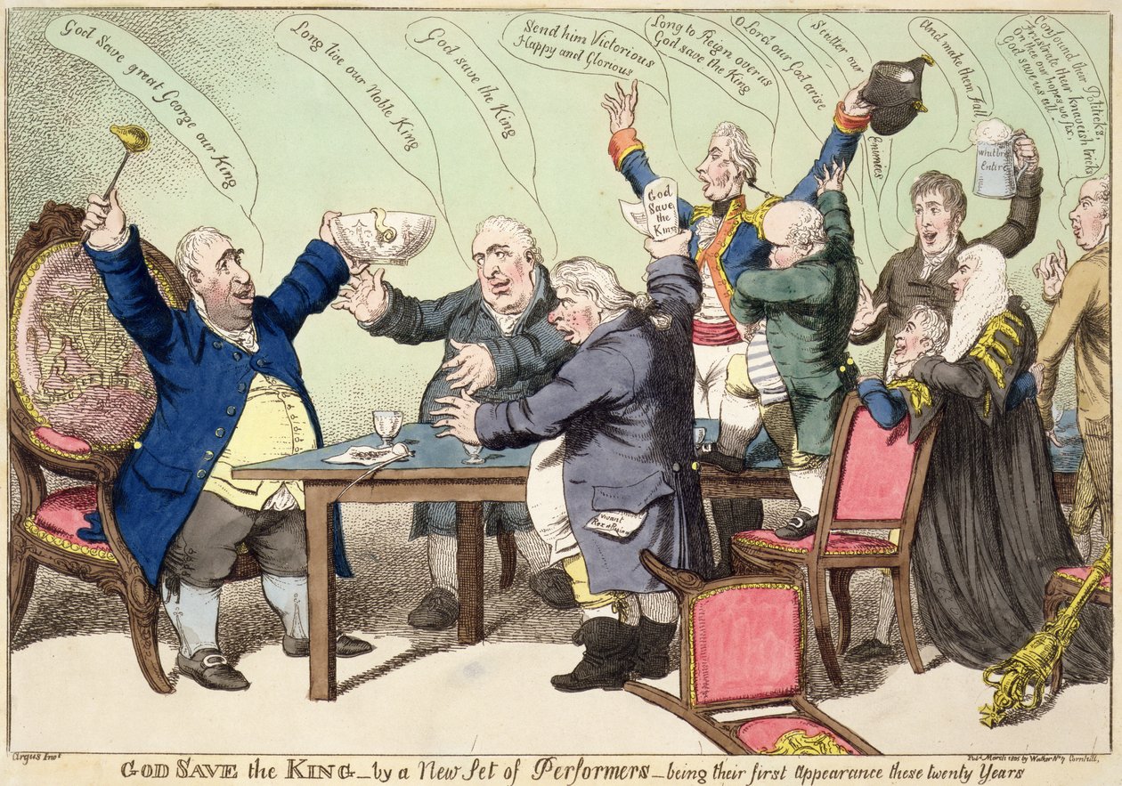 God Save the King, af et nyt sæt kunstnere, der er deres første opførelse i disse tyve år, udgivet marts 1805 af William Charles