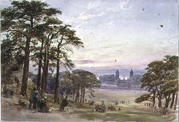 Greenwich Hospital fra Observatoriet, 1800-tallet af William Collingwood