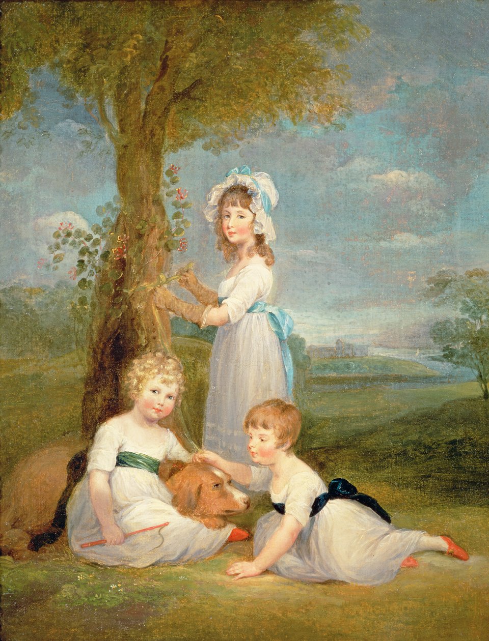 Jarlen af Lincoln, Lady Anna Maria og Lady Charlotte Pelham Clinton, børn af den 4. hertug af Newcastle af William Collins