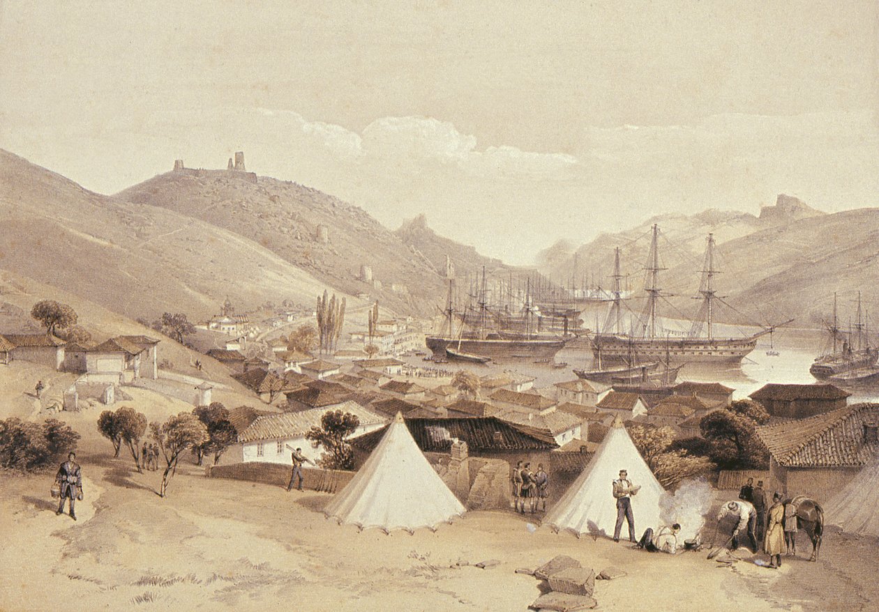 Balaklava ser mod havet, 1855 af William Crimea Simpson