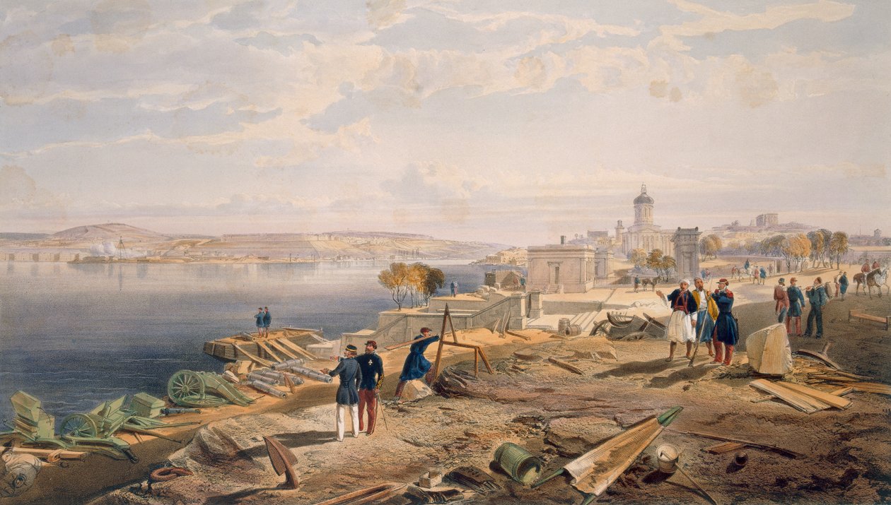 Sebastopol fra bagsiden af Fort Nicholas, plade fra "The Seat of War in the East", udgivet af Paul und Dominic Colnaghi und Co., 1856. af William Crimea Simpson