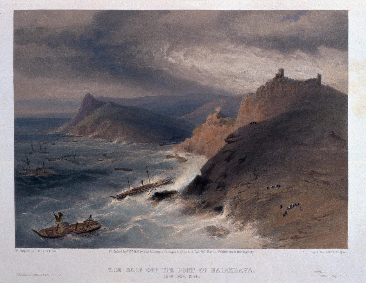 Gale off the Port of Balaklava, 14. november 1854, indgraveret af R. Carrick, fra 
