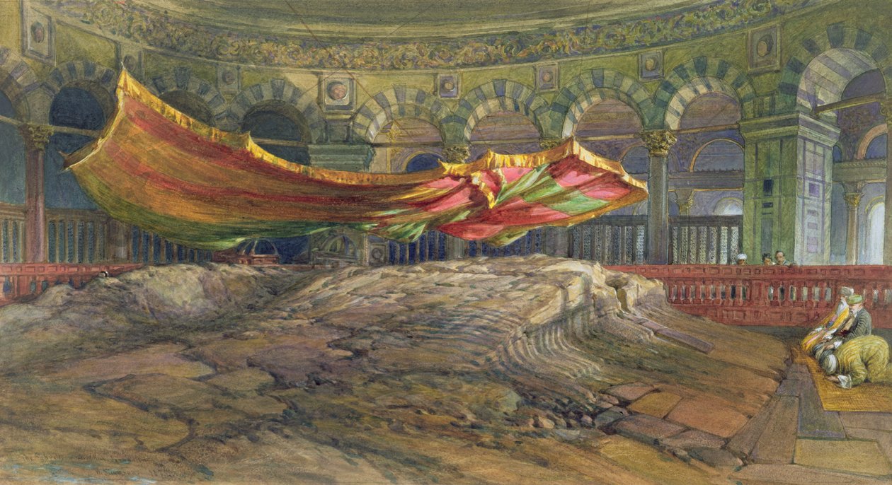 Sakrah eller den hellige klippe, Jerusalem, 1876 (wc) af William Crimea Simpson