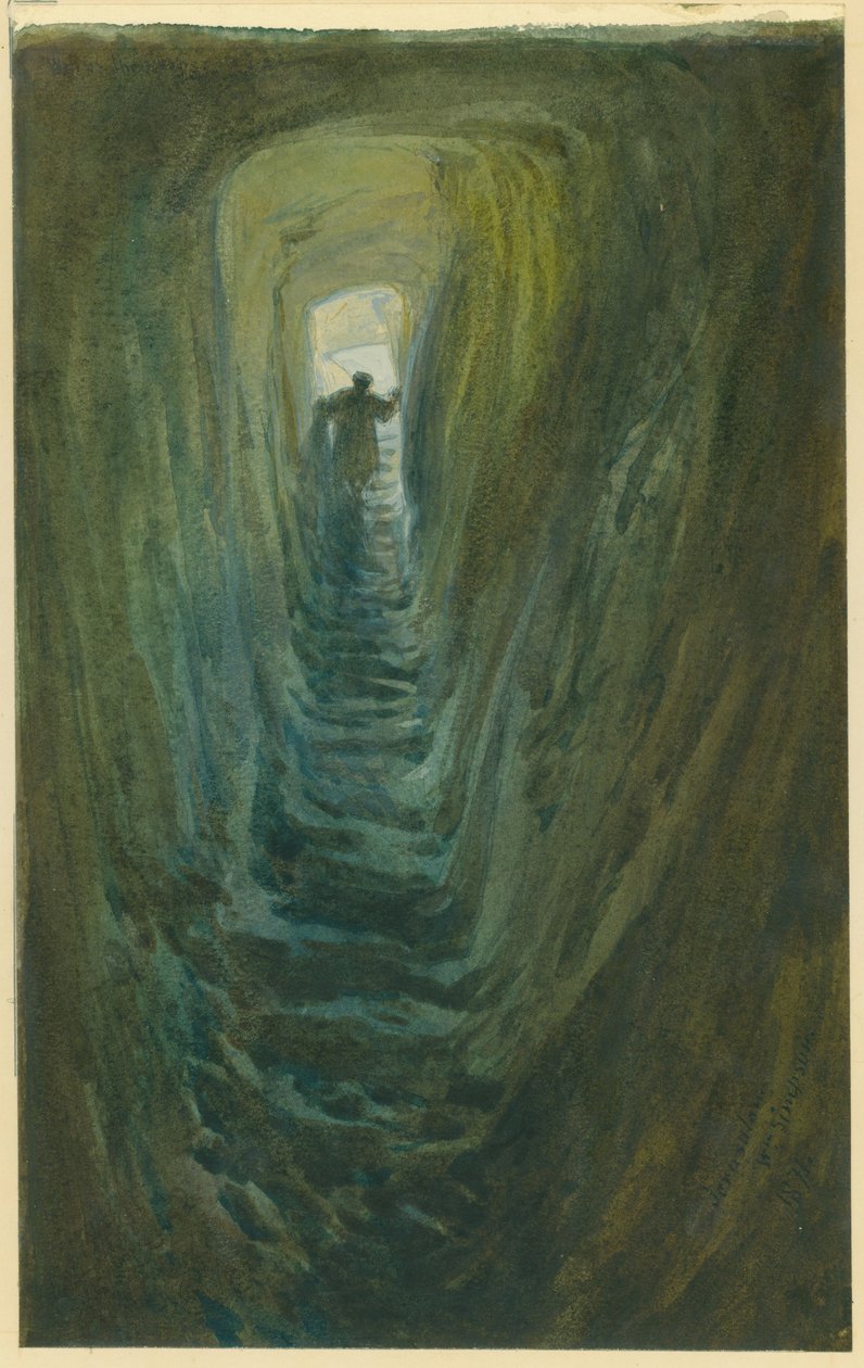Trinens brønd, Jerusalem, 1871 (wc og blyant på papir) af William Crimea Simpson