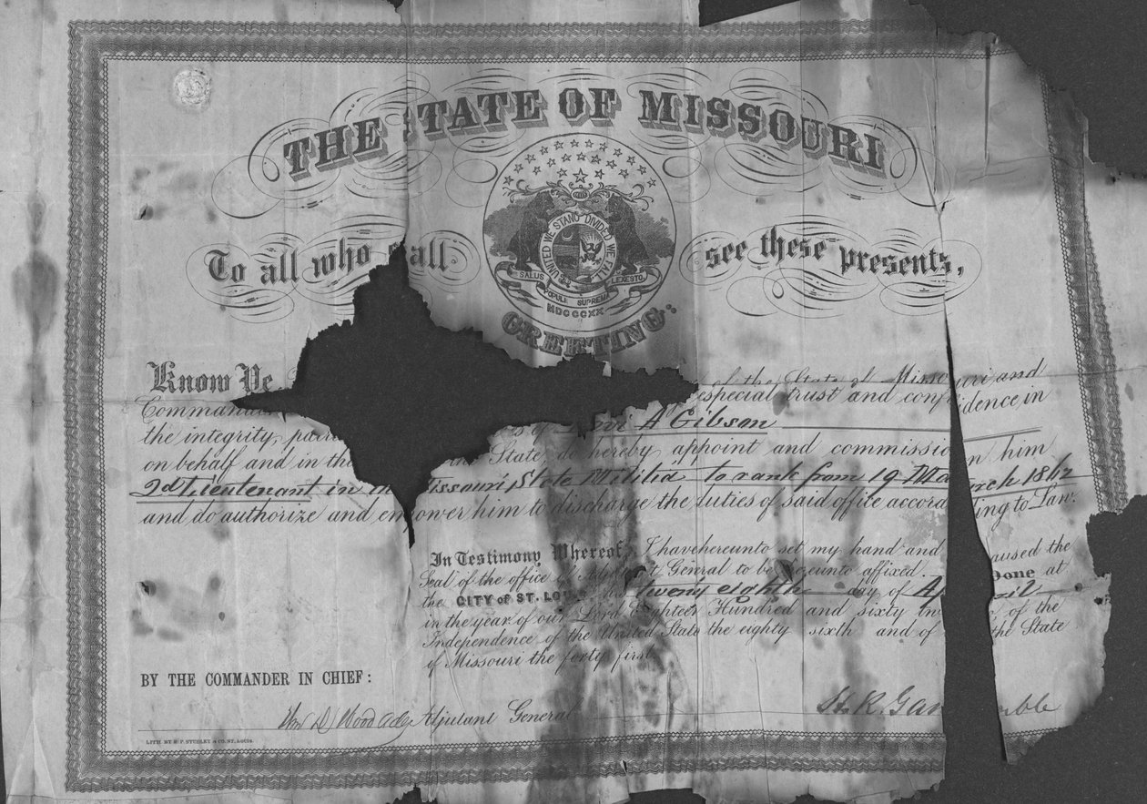 Kommission af Levi A. Gibson, 28. april 1862 af William D. Wood