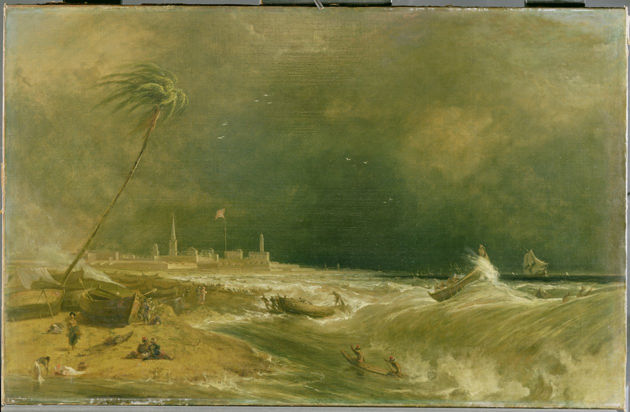 Madras, eller Fort St. George, i Den Bengalske Bugt - En Squall Passing Off, 1833 af William Daniell