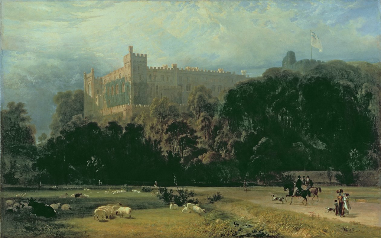 Udsigt over Arundel Slot fra sydøst, 1823 af William Daniell