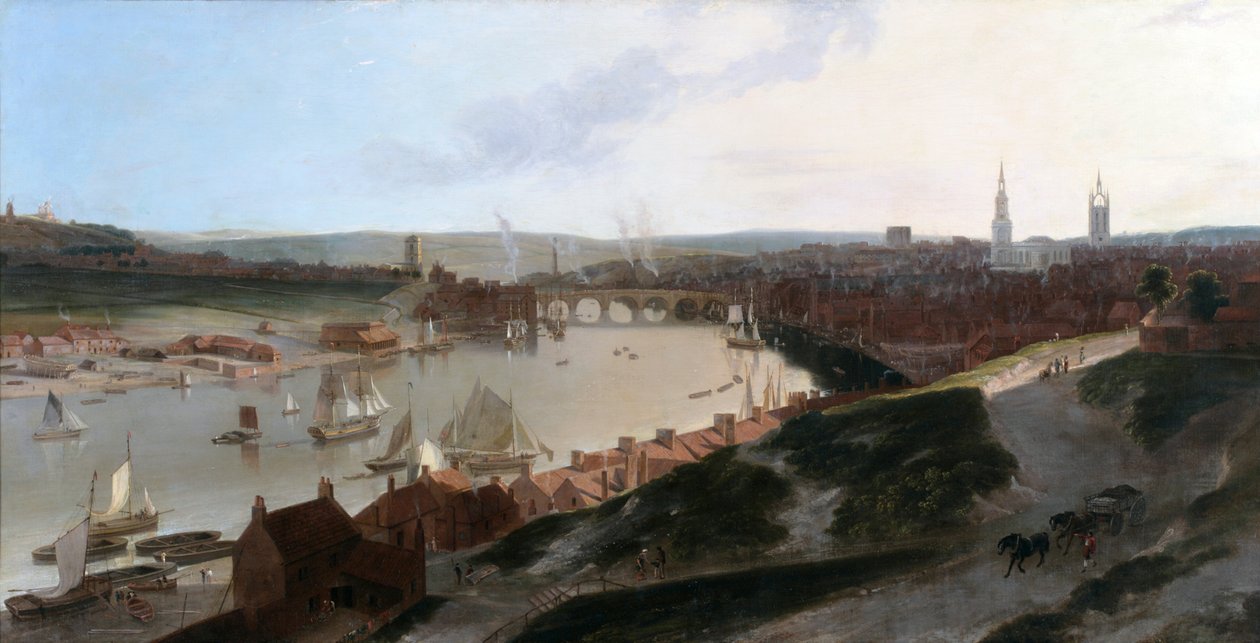 Udsigt over Newcastle upon Tyne, taget fra en vindmølle øst for St. Ann
