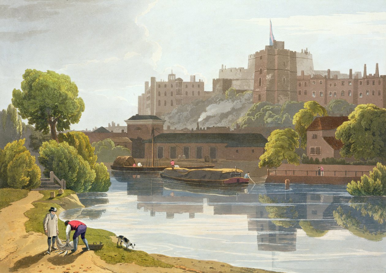 Windsor Castle, fra en samling af syn af Windsor, Eton og Virginia Water, ca.1827-30 af William Daniell