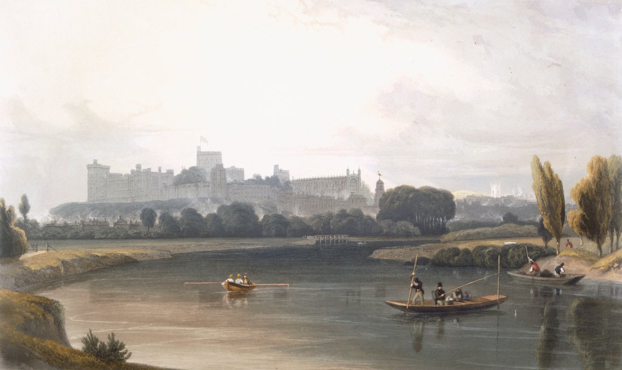 Windsor Castle fra Themsen: en vestlig udsigt og fiskeri fra punkter af 