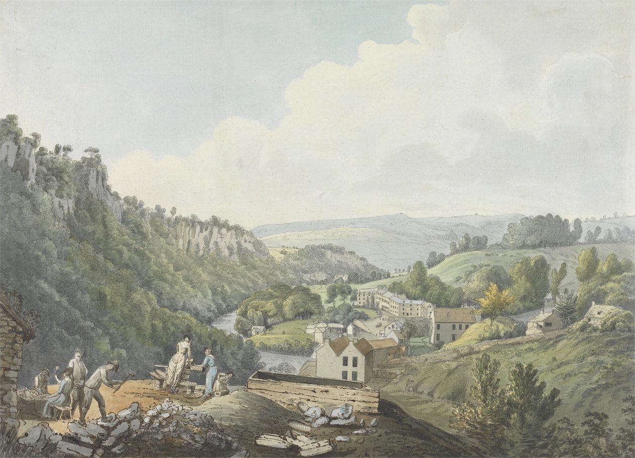 Matlock Baths, Derbyshire, ca. 1789 (wc, pen og brun blæk, grafit og vask på lagt papir) af William Day