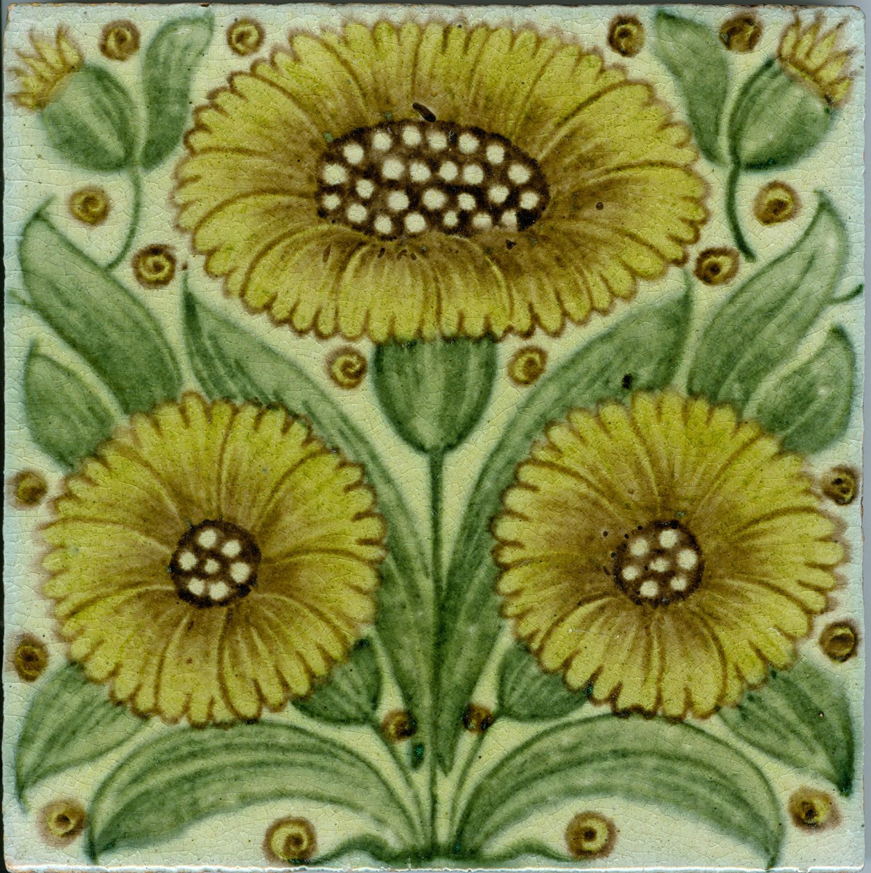 Bedford Park daisy mønster flise (keramik) af William de Morgan