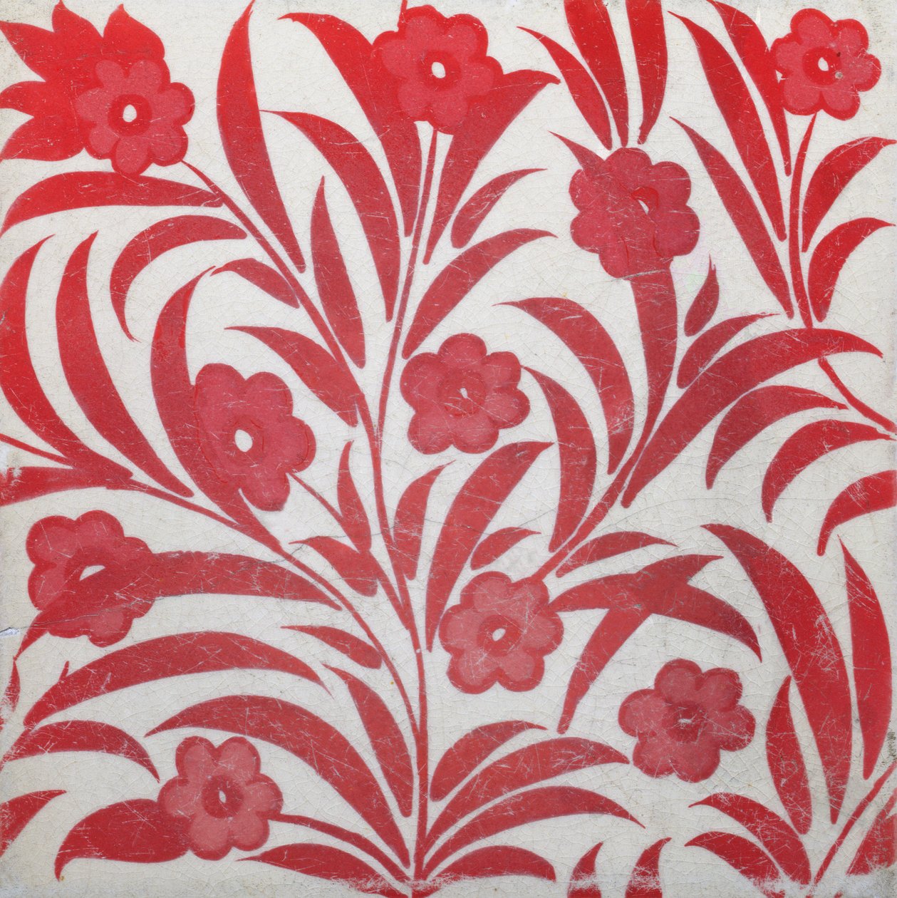 Flise med blomstermønster (keramik) af William de Morgan