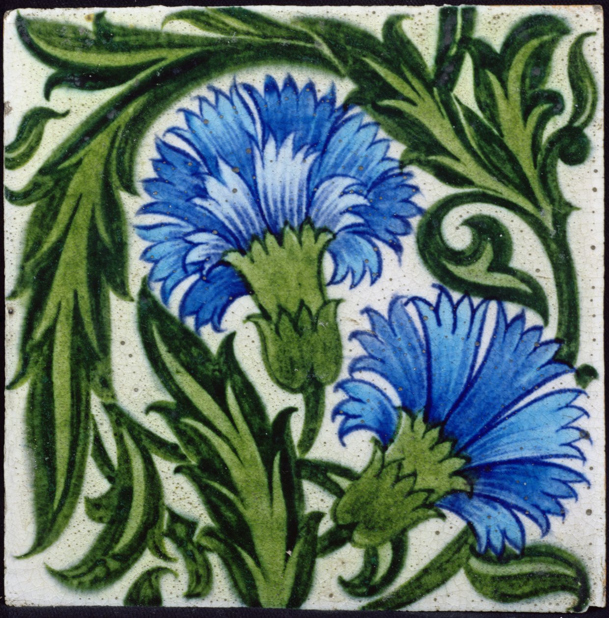 Flise med blomstermønster (keramik) af William de Morgan