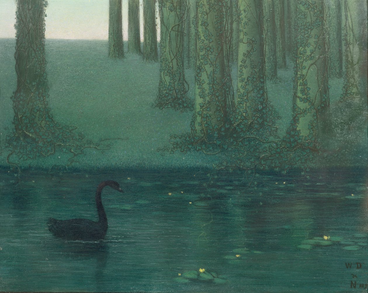 Den sorte svane, 1896 (pastel på papir) af William Degouve de Nuncques
