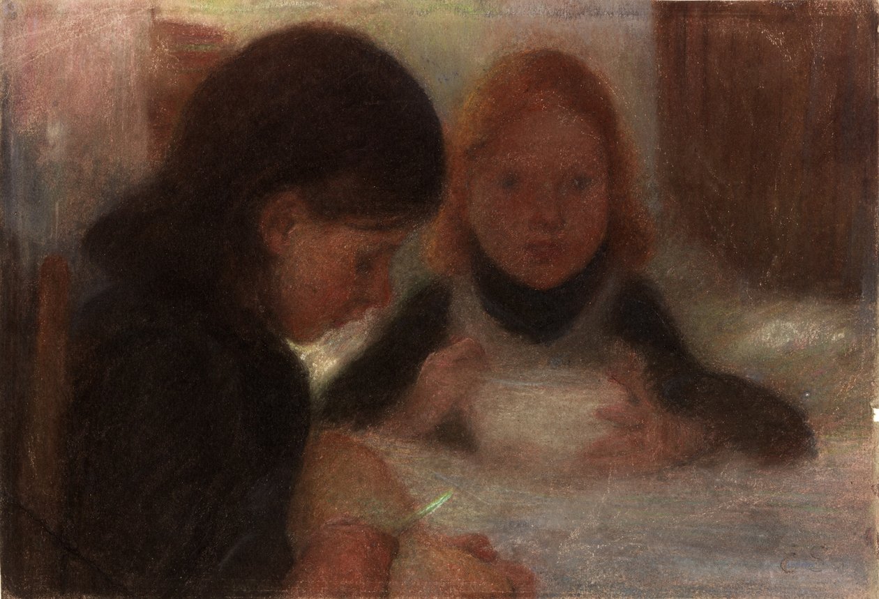 Studie til "Sunday Morning" (pastel og blyant på papir (på kort)) af William Edward Stott