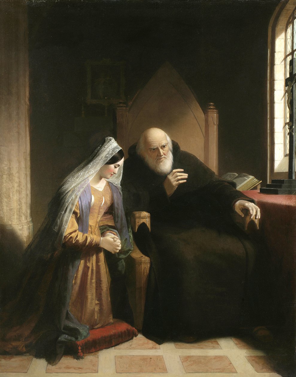 The Confessional, 1847 (olie på linned) af William Edward West