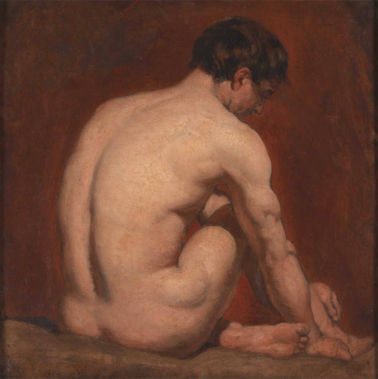 Mandlig nøgen, knælende, fra ryggen af William Etty