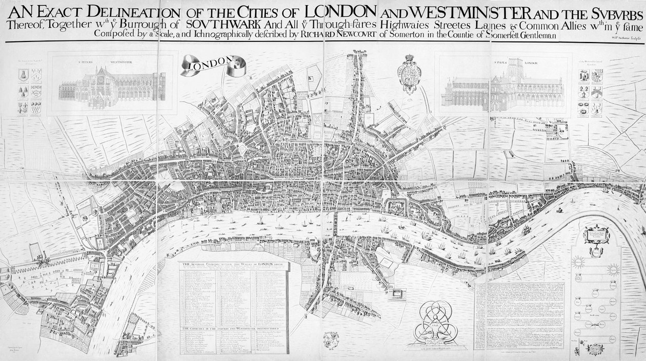 En nøjagtig afgrænsning af byerne London og Westminster og forstæderne af William Faithorne
