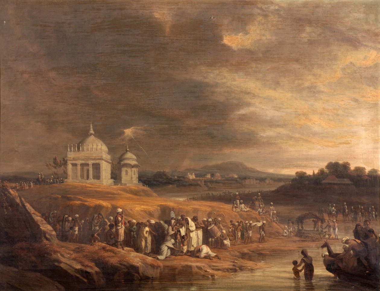 Indisk landskab med en begravelse af William Frederick Witherington