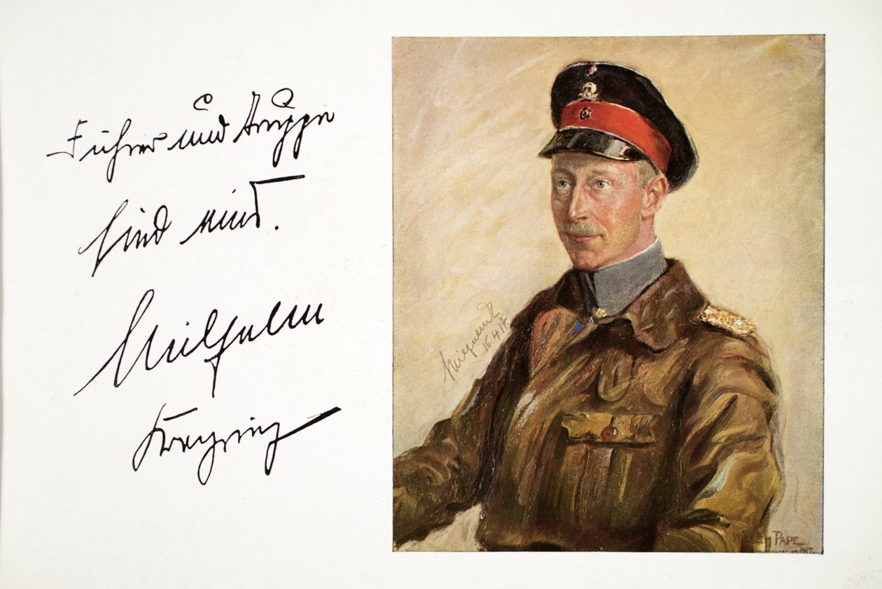 William, kronprins af Tyskland i hæruniform, udgivet. 16. april 1917 (farvelitografi) af William Friedrich Georg Pape