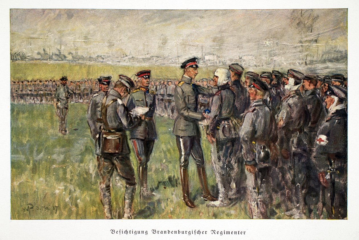 William, kronprins af Tyskland, besøger sårede tropper i marken, pub. 3. Maria 1917 af William Friedrich Georg Pape