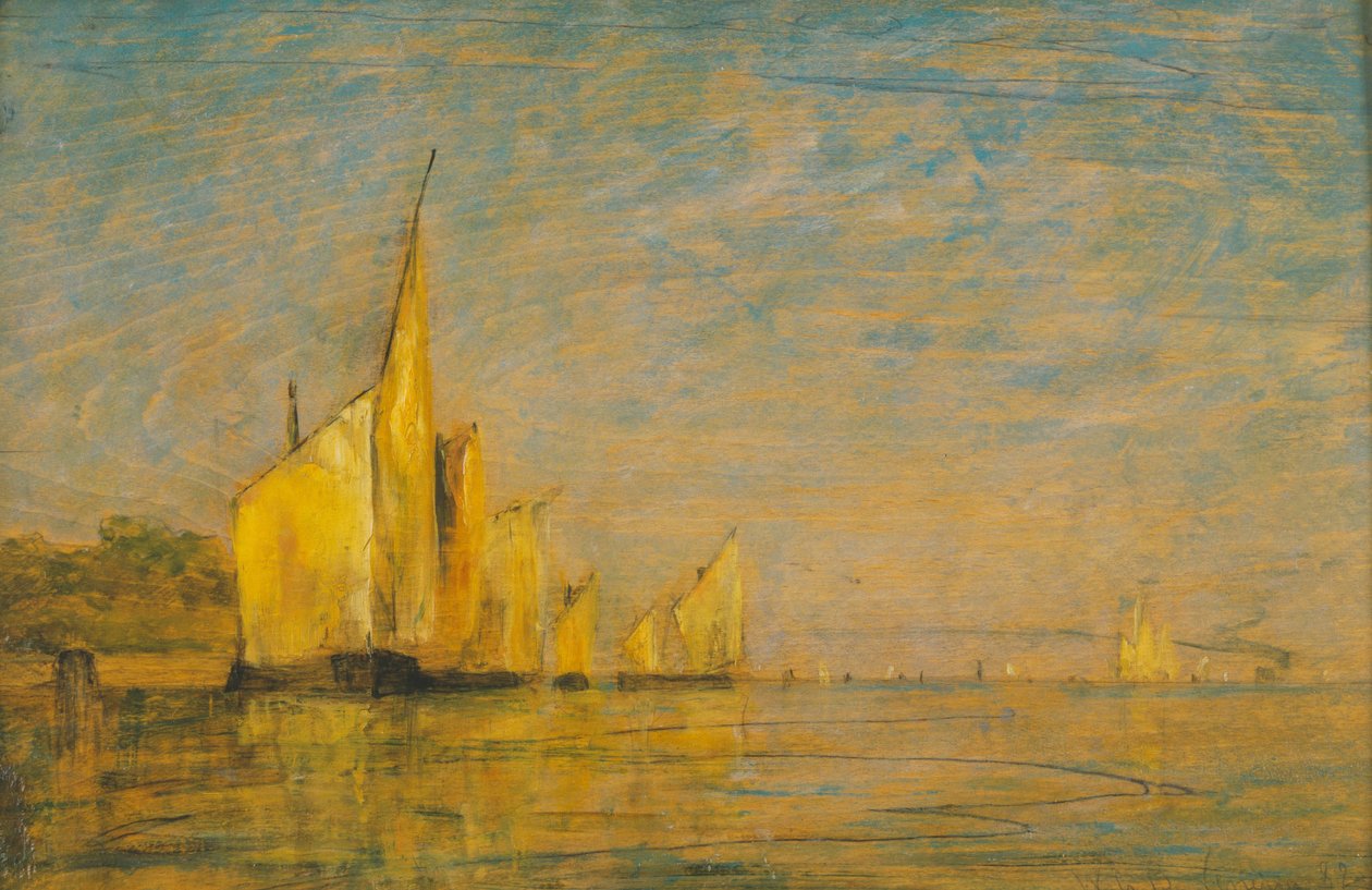 En gruppe både, Venedig af William Gedney Bunce