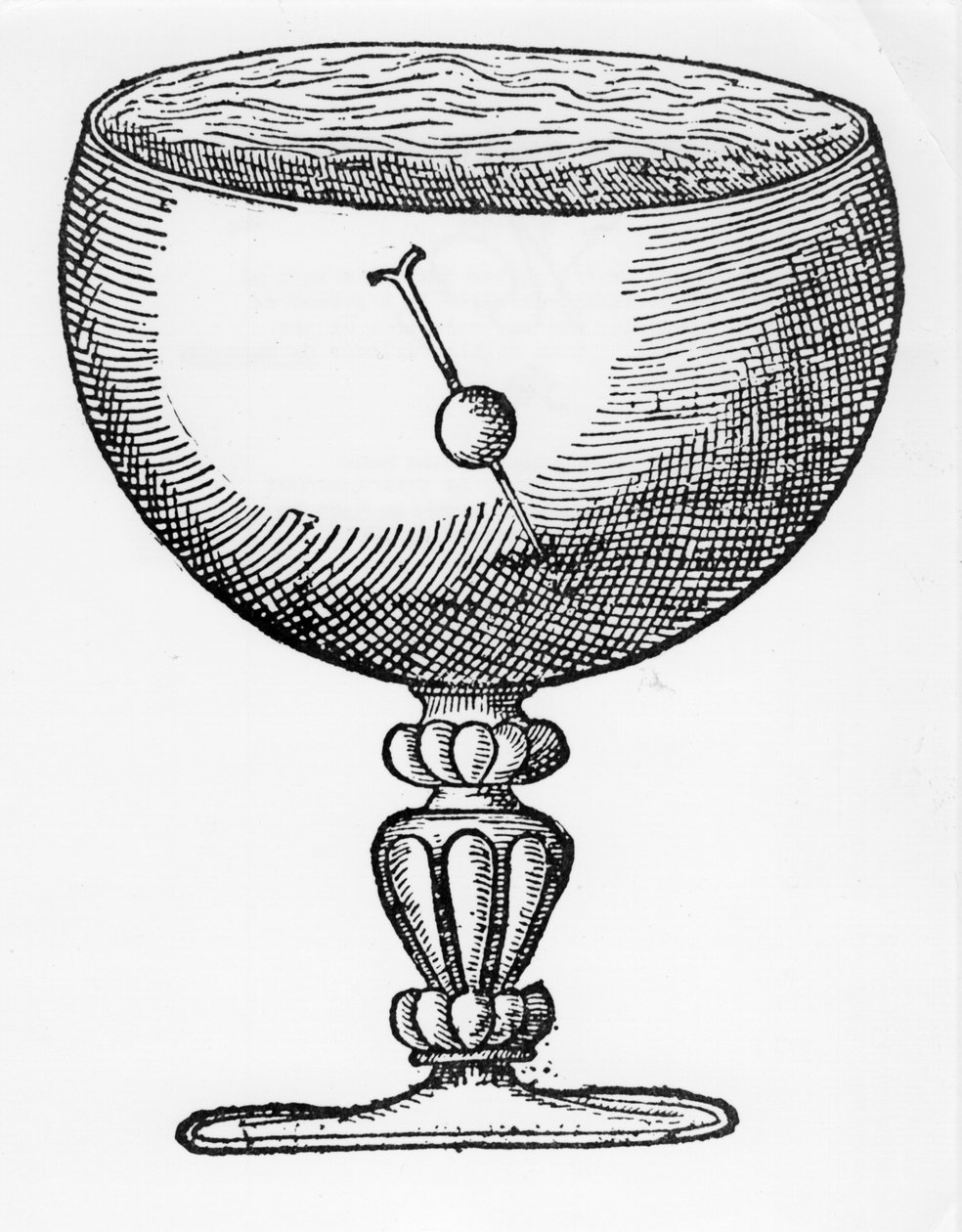 En magnetiseret nål skubbet gennem en kugle af kork og flyder nedsænket i en bæger vand, viser fald og retningen af den magnetiske pol. Fra William Gilbert De Magnete, London 1600 af William Gilbert