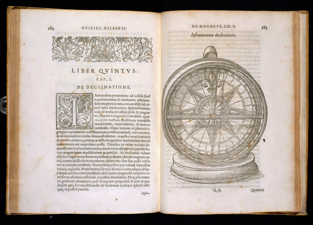 Eksperimenter med magnetiske metallers egenskaber, fra kapitel 5 i De Magnete, Magneticisque Corporibus, et de Magno Magnete Tellure, pub. Petrus Short, London, 1600 af William Gilbert