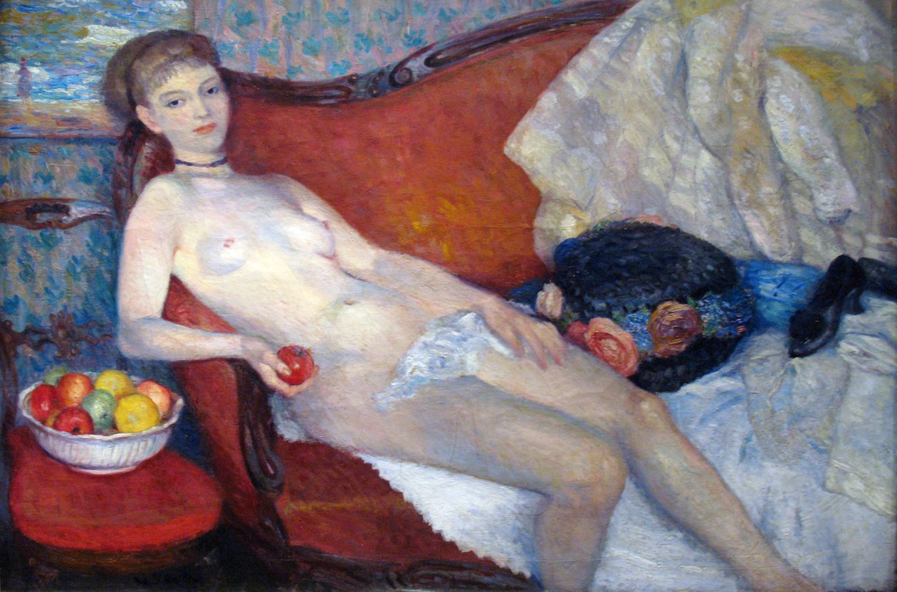 Nøgen med Apple af William James Glackens