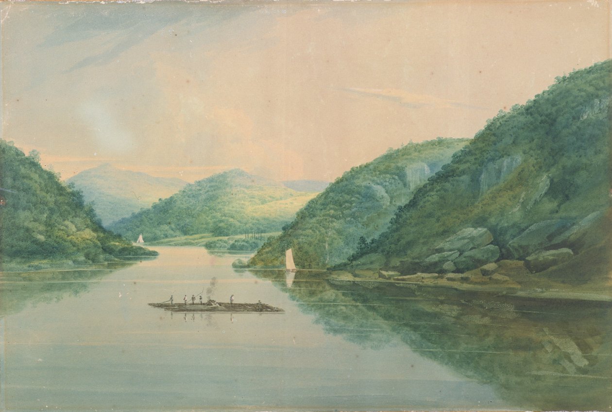 Udsigt nær Fort Montgomery, New York, 1820 (wc og grafit på papir) af William Guy Wall
