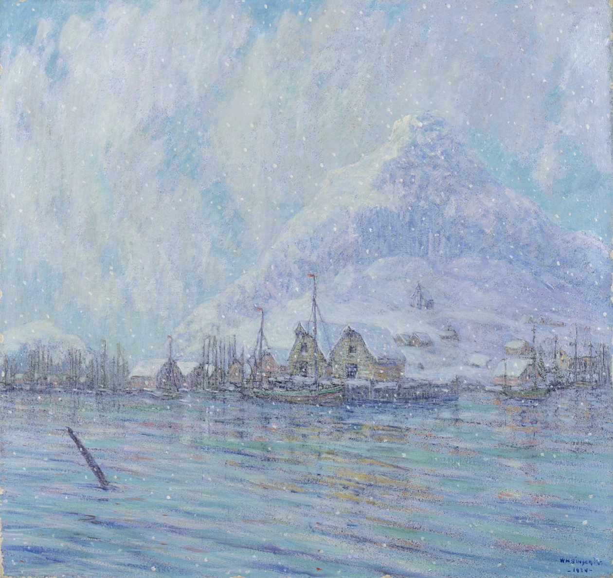 Havn om vinteren, 1924 af William H. Singer