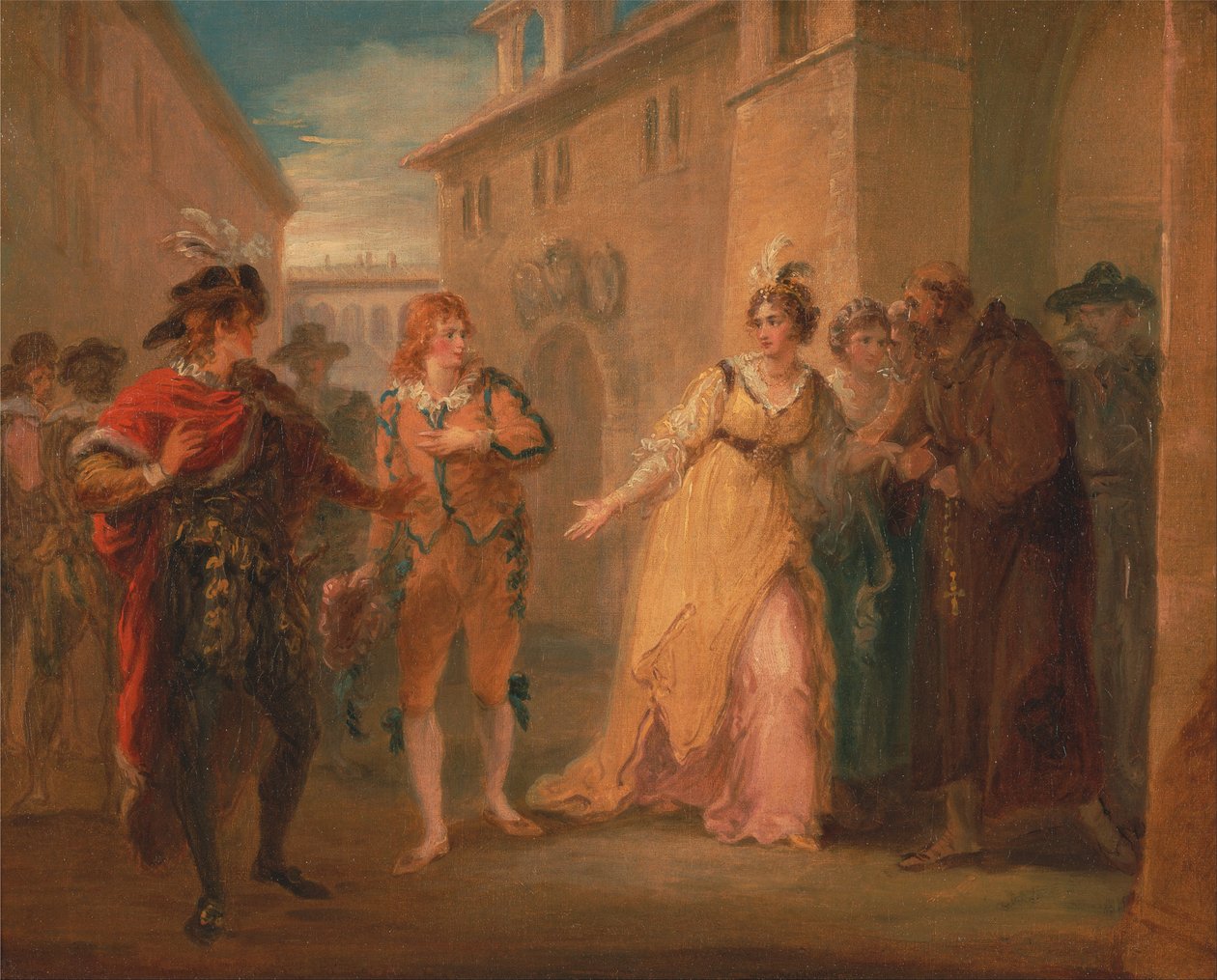 Åbenbaringen af Olivias trolovelse, fra tolvte nat, akt V, scene i af William Hamilton
