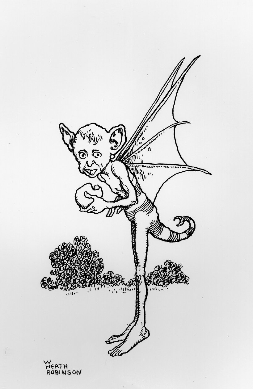 A Fairy Eating an Apple, illustration fra A Midsummer Nights Dream af William Shakespeare, pub. af Constable & Co Ltd, 1914 af William Heath Robinson