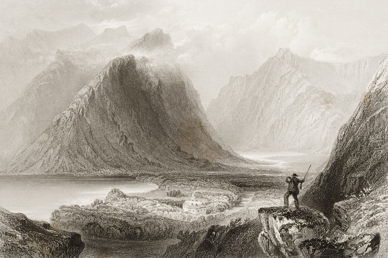 Delphi Lodge, County Mayo, Irland, fra "Scenery and Antiquities of Ireland" af George Virtue, 1860