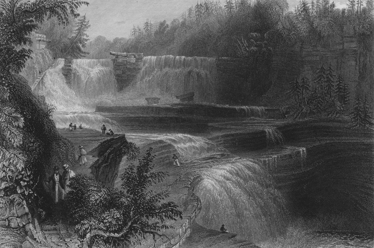 Trenton High Falls, 1838 af William Henry Bartlett