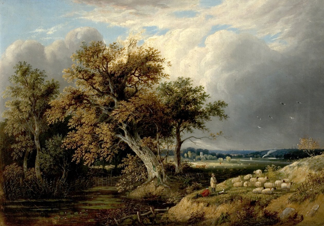 Landskab med træer og får, 1800-tallet af William Henry Crome
