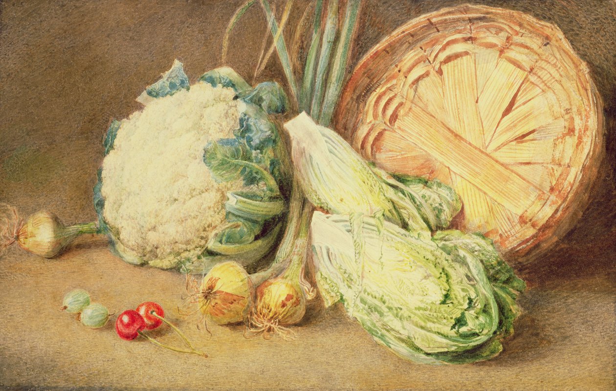 Et stilleben af grøntsager af William Henry Hunt