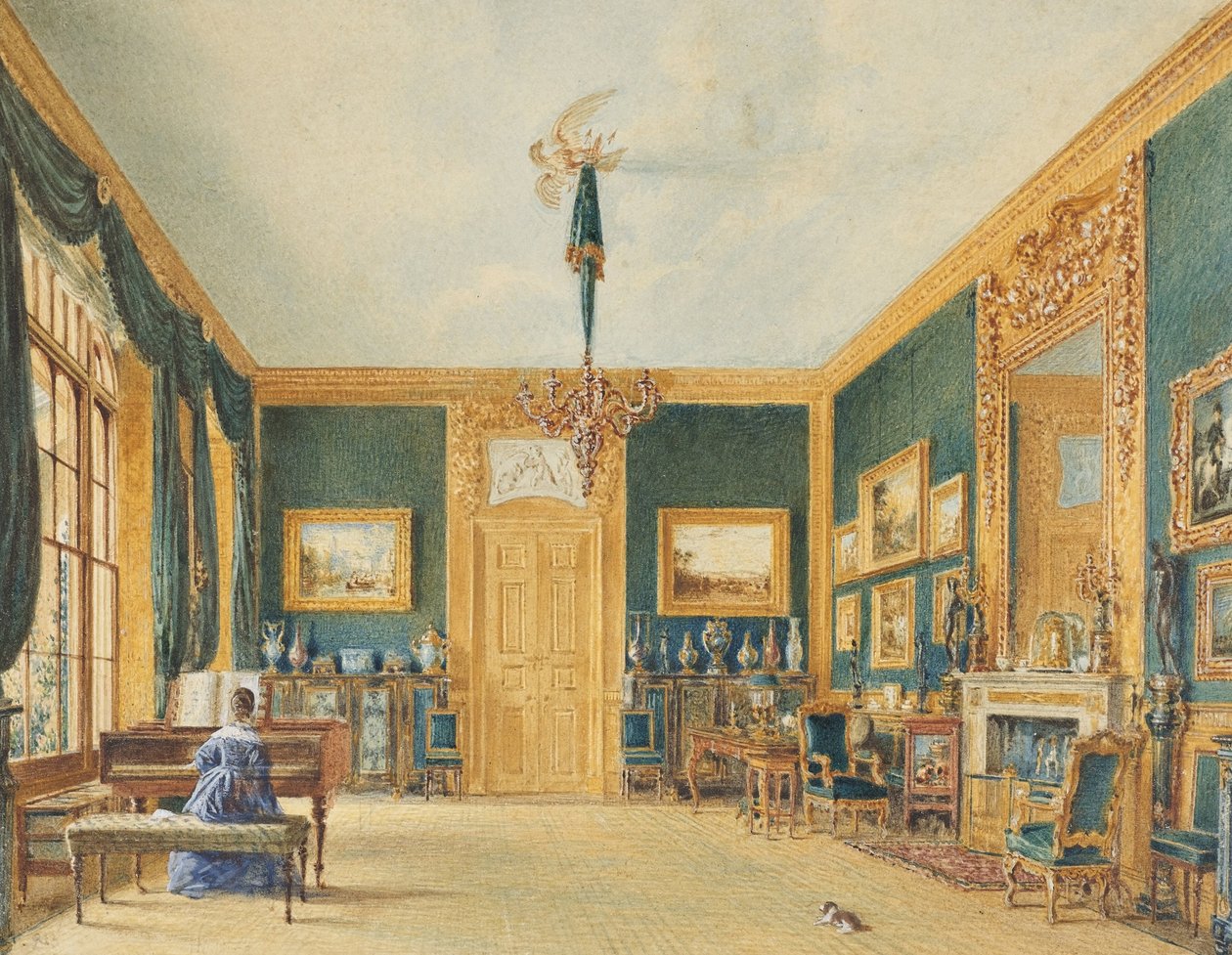 The Green Drawing Room of the Earl of Essex at Cassiobury af William Henry Hunt