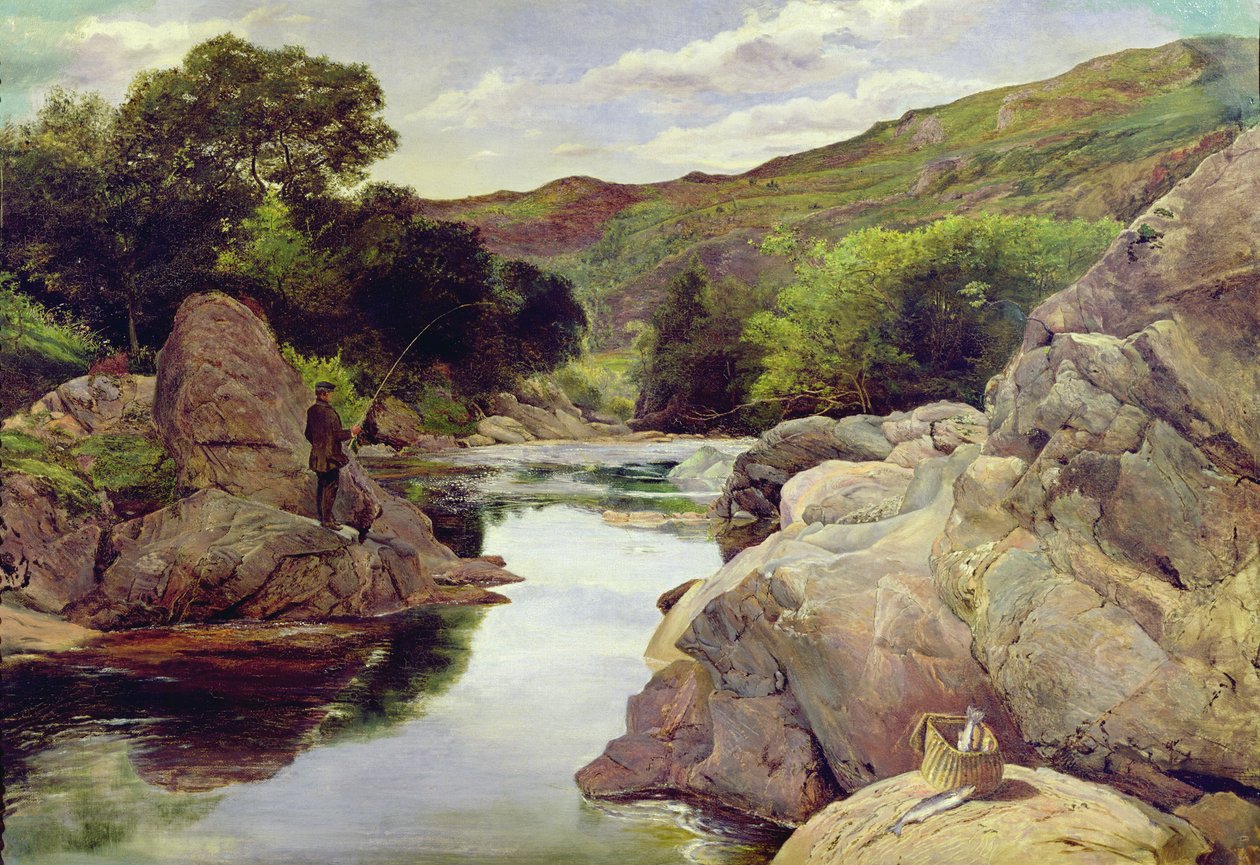 Glenfinlas med Millais Fishing, 1853 af William Henry Millais