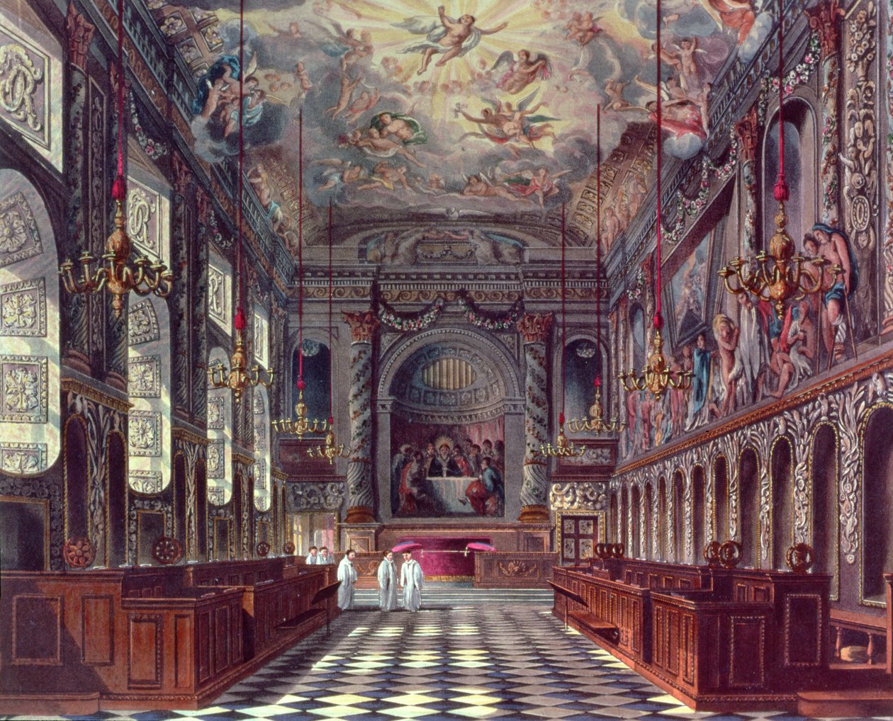 Det kongelige kapel, Windsor Castle fra Pynes Royal Residences, 1818 af William Henry Pyne