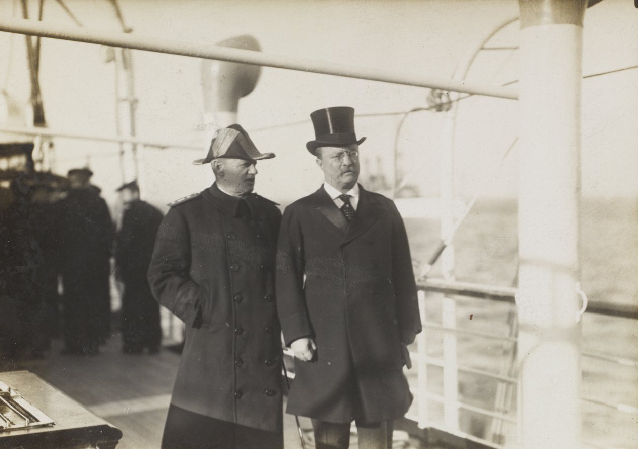 Præsident Roosevelt og admiral Evans på Mayflower, ca. 1908 af William Herman Rau